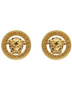 Versace Medusa Head Logo-Engraved Earrings - Metallic
