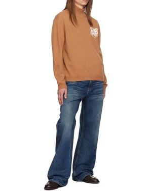 Maison Kitsuné High-Neck Knitted Jumper - Blue