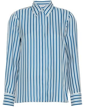 Max Mara Stripe-Print Silk Shirt - Blue