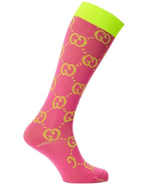 Gucci Logo Ribbed Socks - Pink