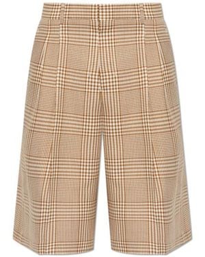 Ami Paris Ami Checked Bermuda Shorts - Natural