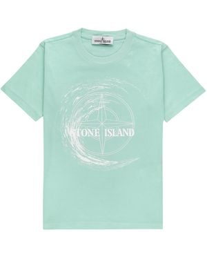 Stone Island Junior Logo Printed Crewneck T-Shirt - Green