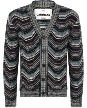 Missoni Zigzag-Knit V-Neck Cardigan - Black