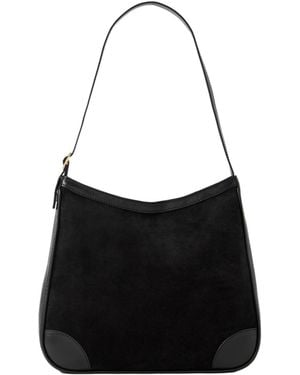 Nili Lotan Trimmed Suede Shoulder Bag - Black