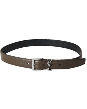 Saint Laurent Leather Belt - White