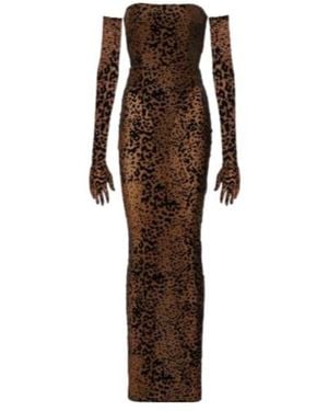 Alex Perry Leopard-Print Corset Gown - Brown