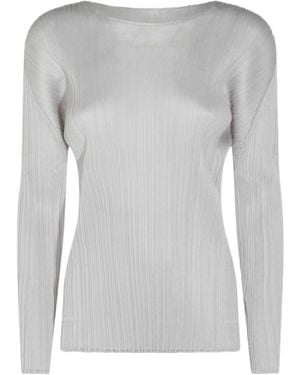 Pleats Please Issey Miyake Pleats Please Issey Miyake Crewneck Pleated Top - Grey
