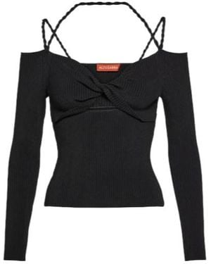 Altuzarra Ribbed-Knit Cutout Top - Black