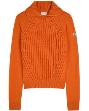 Moncler Roll-Neck Wool And Cashmere-Blend Jumper - Orange