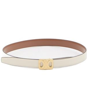 Celine Medium 25Mm Reversible Framed Triomphe Belt - White