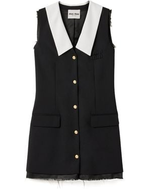 Miu Miu Sleeveless Button-Up Mini Dress - Black
