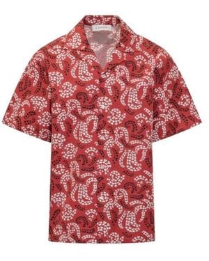 Lanvin Leaf Printed Short-Sleeved Shirt - Red