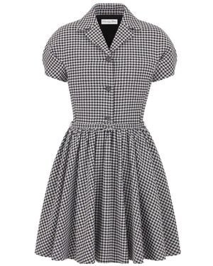 Dior Flared Dress With Puff Sleeves - Gray