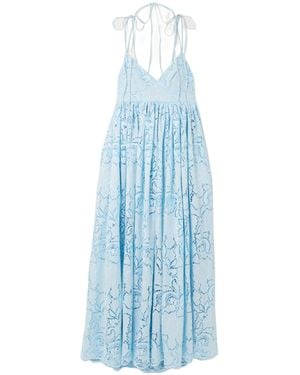 Erdem Madeira Embroidered Dress - Blue