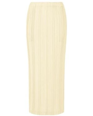 Issey Miyake Linen Like Rib Pleats Skirt - Natural