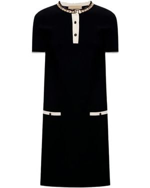 Valentino Embroidered Stretch Viscose Dress - Black