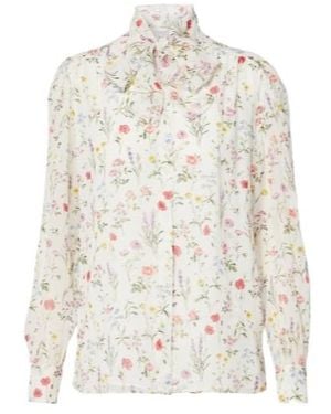 Giambattista Valli Floral Silk Blouse - White
