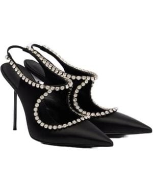 Paris Texas Lidia 105 Embellished Satin Slingback Pumps - Black