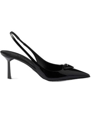 Prada Patent Leather Slingback Pumps - Black