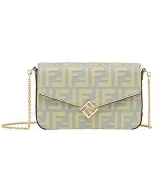 Fendi Ff Diamonds Chain-Linked Wallet - Green