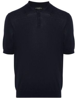 Ballantyne Button Detailed Short-Sleeved Polo Shirt - Blue