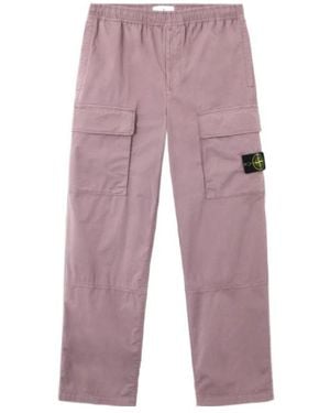 Stone Island Logo Patch Loose Cargo Trousers - Purple