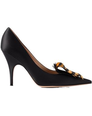 Gianvito Rossi Feather-Embellished Satin Court Shoes - Black