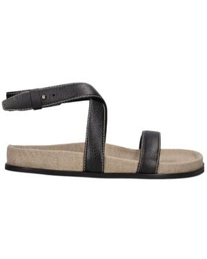 TOTEME Pin Buckle Flat Sandals - Black