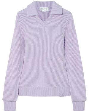 Victoria Beckham Ribbed Cashmere Blend Jumper - Purple