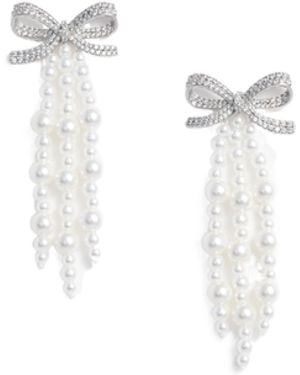 Self-Portrait Bow Embellished Earrings - White