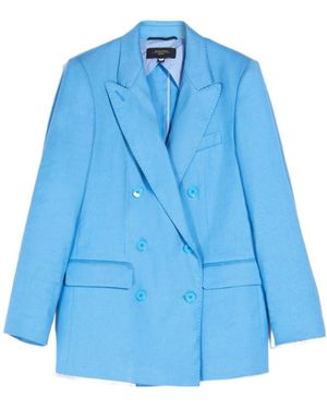 Weekend by Maxmara Double-Breasted Suit Jacket - Blue