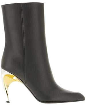 McQueen 95Mm Leather Ankle Boots - Black