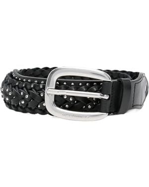 Golden Goose Braided Studded Belt - White