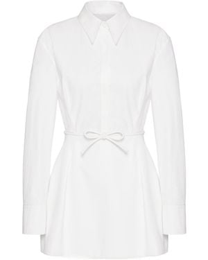 Valentino Belted Straight Hem Long-Sleeved Shirt Dress - White
