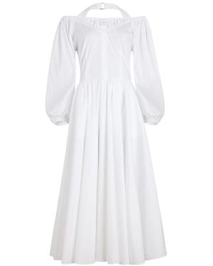 Patou Tied Detailed Long-Sleeve Poplin Dress - White