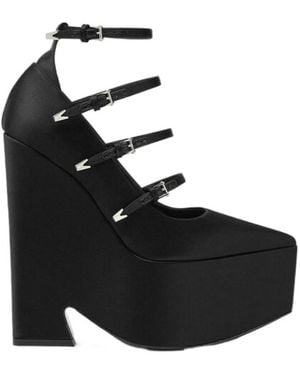 Versace Tempest Strappy Platform Pointed Toe Court Shoes - Black