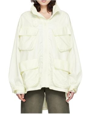 OPEN YY Windproof Casual Jacket With Cargo Pockets - White
