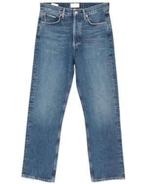 Agolde Whiskering Effect Straight Leg Jeans - Blue