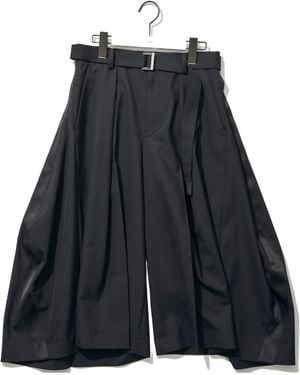 Sacai Wide-Leg Cropped Trousers - Black