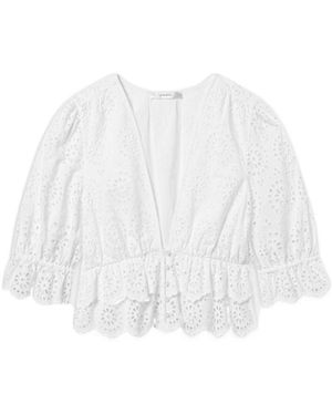 FRAME Hollow-Out V-Neck Shirt - White
