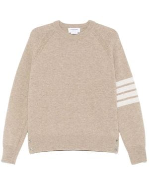 Thom Browne Bar Crewneck Jumper - Natural