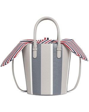 Thom Browne Rwb Stripe Lining Bucket Bag - White