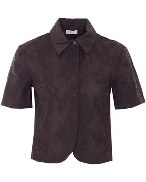 Liu Jo Embroidered Sequin Short-Sleeve Shirt - Blue