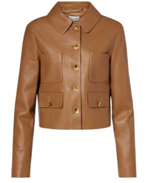 Altuzarra Astley Cropped Leather Jacket - Brown