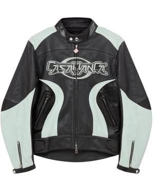 CASABLANCA Panelled Leather Jacket - Black