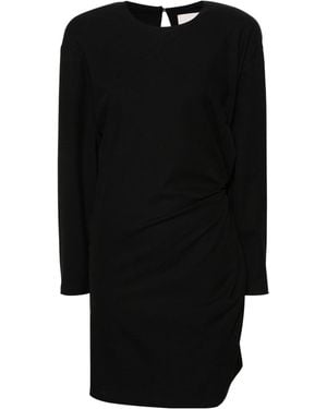 Aeron Draped Long Sleeve Dress - Black