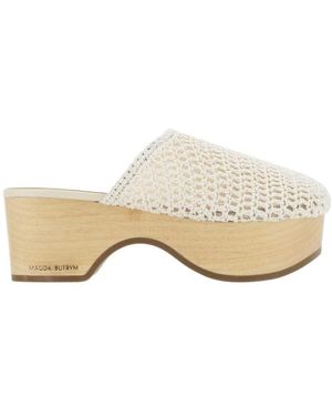 Magda Butrym Crochet Clog Round Toe Mules - Natural