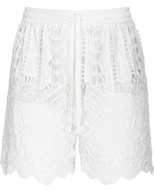 Pinko Perforated Macram Shorts - White