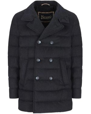 Herno Double Breasted Padded Coat - Blue