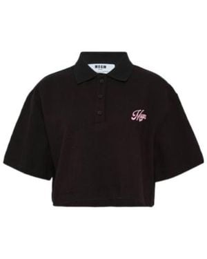 MSGM Short-Sleeved Cropped Top - Black